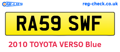 RA59SWF are the vehicle registration plates.