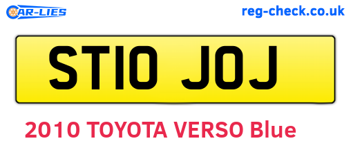 ST10JOJ are the vehicle registration plates.
