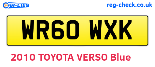 WR60WXK are the vehicle registration plates.