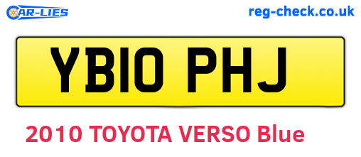 YB10PHJ are the vehicle registration plates.