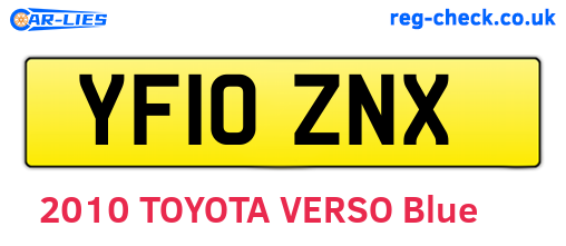 YF10ZNX are the vehicle registration plates.