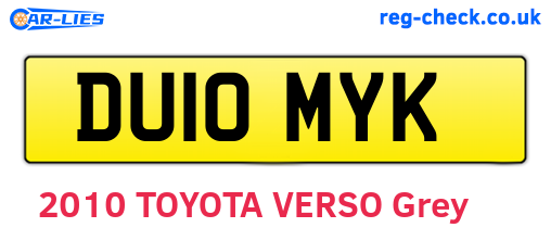 DU10MYK are the vehicle registration plates.