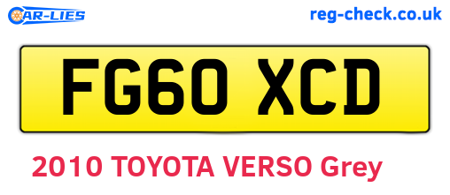 FG60XCD are the vehicle registration plates.