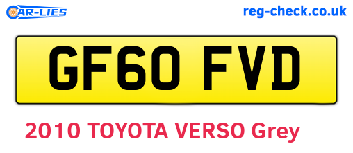 GF60FVD are the vehicle registration plates.