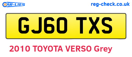 GJ60TXS are the vehicle registration plates.