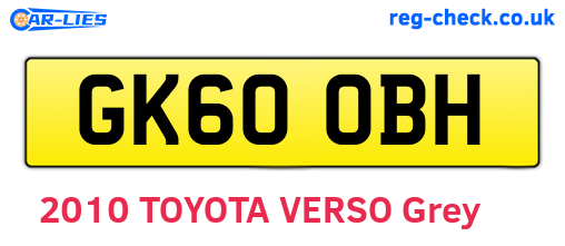 GK60OBH are the vehicle registration plates.