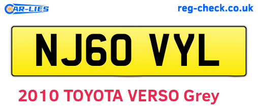 NJ60VYL are the vehicle registration plates.
