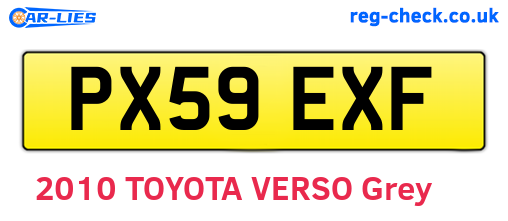 PX59EXF are the vehicle registration plates.