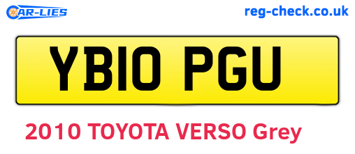 YB10PGU are the vehicle registration plates.