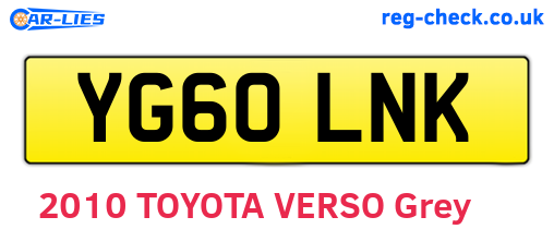 YG60LNK are the vehicle registration plates.