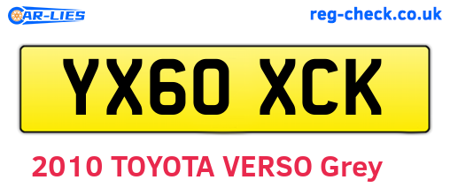YX60XCK are the vehicle registration plates.