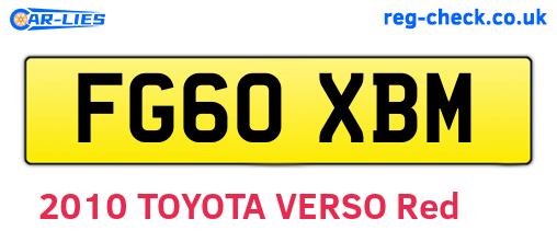 FG60XBM are the vehicle registration plates.