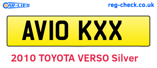 AV10KXX are the vehicle registration plates.