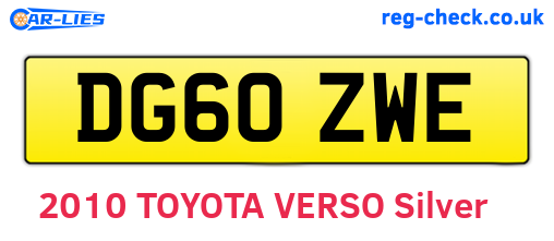 DG60ZWE are the vehicle registration plates.