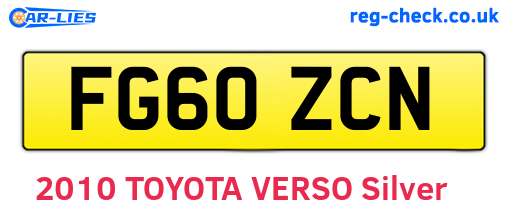 FG60ZCN are the vehicle registration plates.