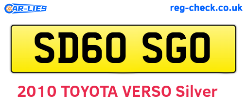 SD60SGO are the vehicle registration plates.