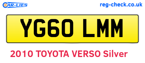 YG60LMM are the vehicle registration plates.