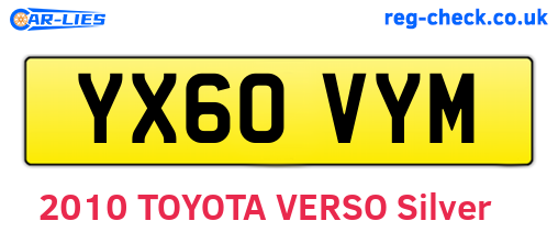 YX60VYM are the vehicle registration plates.