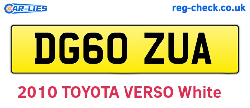 DG60ZUA are the vehicle registration plates.