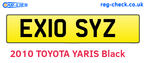 EX10SYZ are the vehicle registration plates.