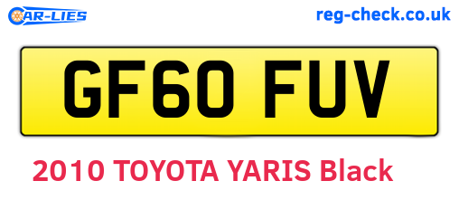 GF60FUV are the vehicle registration plates.