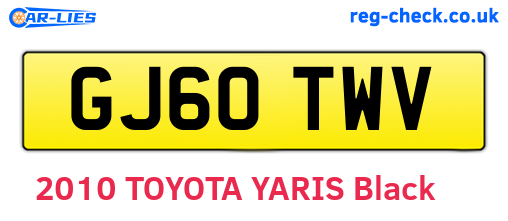 GJ60TWV are the vehicle registration plates.