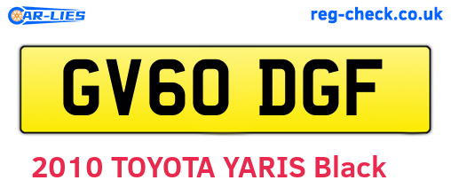 GV60DGF are the vehicle registration plates.
