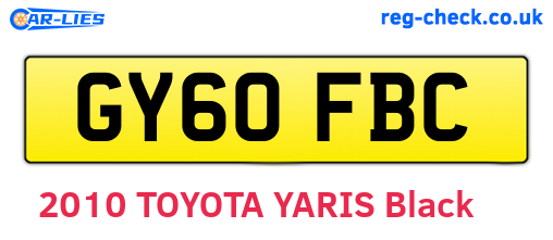 GY60FBC are the vehicle registration plates.