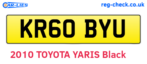 KR60BYU are the vehicle registration plates.