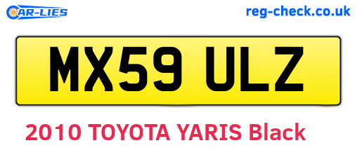 MX59ULZ are the vehicle registration plates.