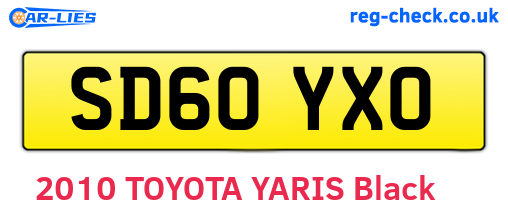 SD60YXO are the vehicle registration plates.