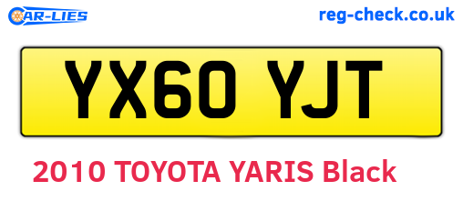 YX60YJT are the vehicle registration plates.
