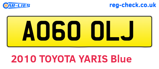 AO60OLJ are the vehicle registration plates.