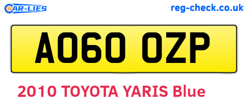 AO60OZP are the vehicle registration plates.