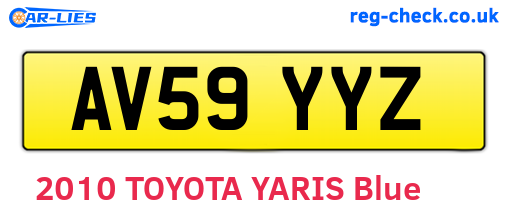AV59YYZ are the vehicle registration plates.