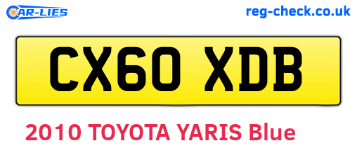 CX60XDB are the vehicle registration plates.