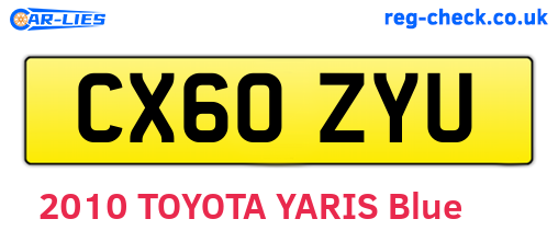 CX60ZYU are the vehicle registration plates.