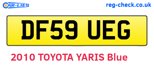 DF59UEG are the vehicle registration plates.