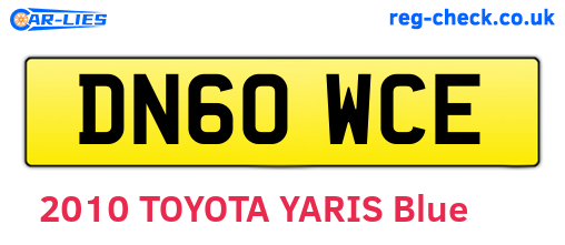 DN60WCE are the vehicle registration plates.