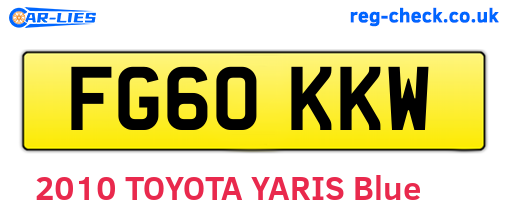 FG60KKW are the vehicle registration plates.