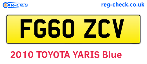 FG60ZCV are the vehicle registration plates.