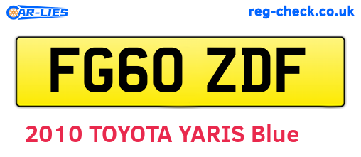 FG60ZDF are the vehicle registration plates.