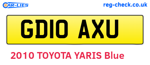 GD10AXU are the vehicle registration plates.
