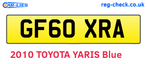 GF60XRA are the vehicle registration plates.