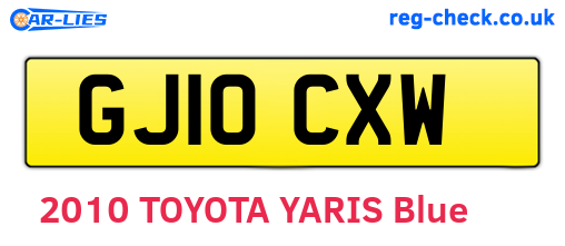 GJ10CXW are the vehicle registration plates.