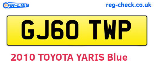 GJ60TWP are the vehicle registration plates.