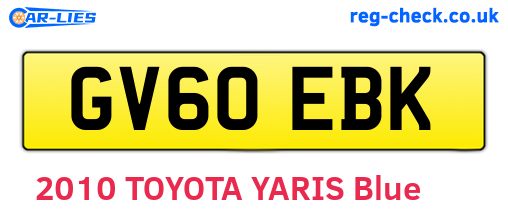 GV60EBK are the vehicle registration plates.