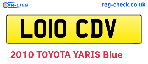 LO10CDV are the vehicle registration plates.