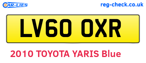 LV60OXR are the vehicle registration plates.