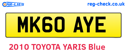 MK60AYE are the vehicle registration plates.